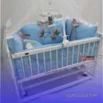 تخت و گهواره کنار مادر چوبی نارسیس لوکس ابعاد سبد 120 در 80
