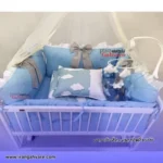 تخت و گهواره کنار مادر چوبی نارسیس لوکس ابعاد سبد 120 در 80
