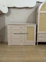 سرویس ٣ تيكه كلبه كشودار، كمد و دراور حصيرى
