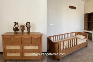 ست تخت و دراور چوبی و حصیری