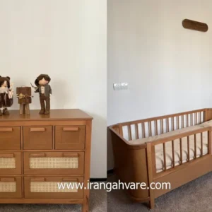ست تخت و دراور چوبی و حصیری