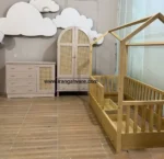 سرویس ٣ تيكه كلبه كشودار، كمد و دراور حصيرى