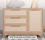 كنسول دراور چوبى حصيرى ٣ كشو به همراه كمد كنارى كد B