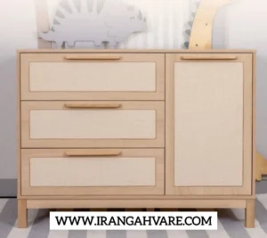 كنسول دراور چوبى حصيرى ٣ كشو به همراه كمد كنارى كد B
