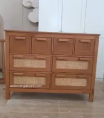 ست تخت و دراور چوبی و حصیری