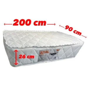 تشک یکنفره طبی فنری رویال ابعاد 90200 سانتی متر با ضخامت 26 سانت و 6 سال ضمانت