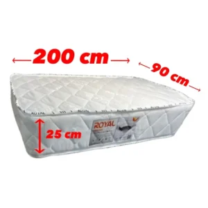 تشک یکنفره طبی فنری رویال 7 ابعاد 90200 سانتی متر با ضخامت 25 سانت و 6 سال ضمانت