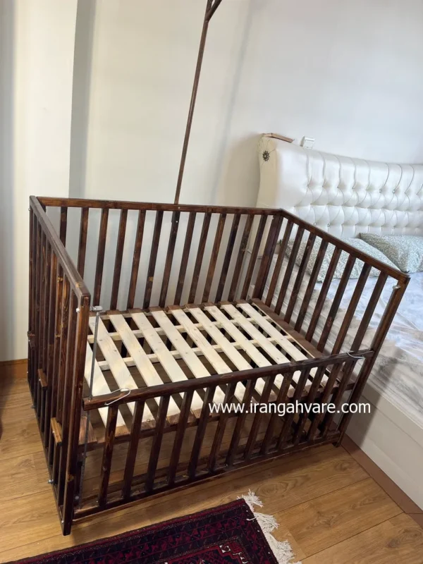 تخت و گهواره چوبی مدل ویکتوریا