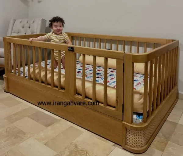 تخت مونته سورى منحنى چوب و حصير (1) تخت مونته سورى منحنى چوب و حصير