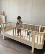 تخت نوزاد نوجوان منحنى و نرده اى