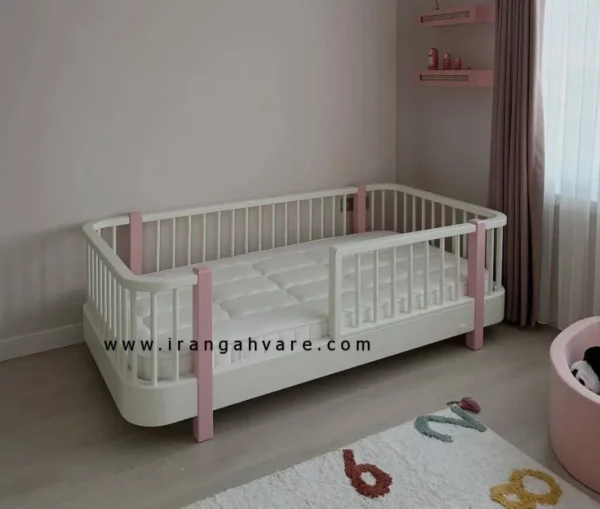 تخت نوزاد نوجوان منحنى و نرده اى