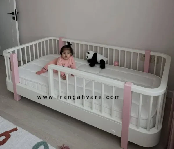 تخت نوزاد نوجوان منحنى و نرده اى