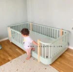 تخت نوزاد نوجوان منحنى و نرده اى