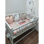 تخت و گهواره چوبی کنار مادر نارسیس سایز سبد 120 در 80