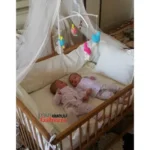 تخت و گهواره چوبی کنار مادر نارسیس سایز سبد 120 در 80
