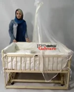 تخت و گهواره چوبی کنار مادر نارسیس سایز سبد 120 در 80