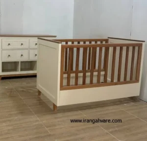 تخت کودک کنار مادر با نرده های مستطیلی—مدل ملورین