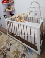 تخت گهواره ای کنار مادر چوبی سایز بزرگ مدل آماندا
