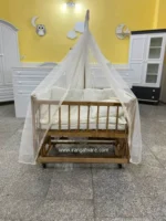 تخت و گهواره کنار مادر چوبی نارسیس لوکس ابعاد سبد 120 در 80