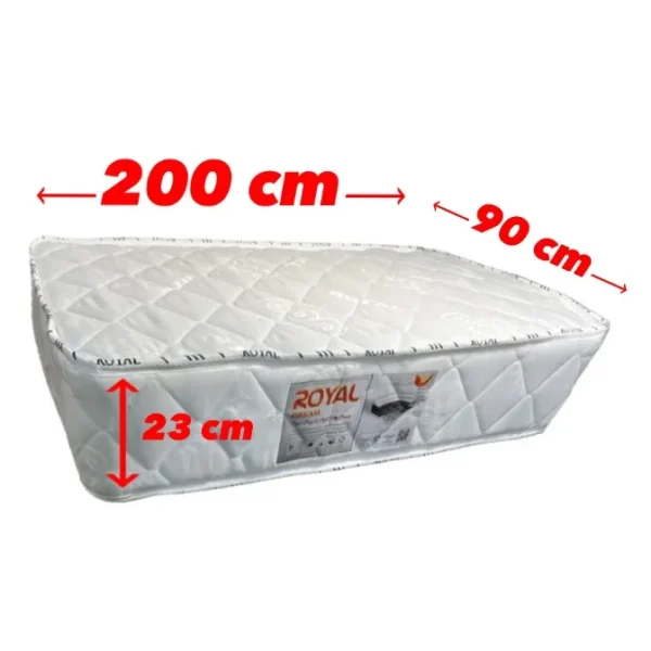تشک-یک-نفره-رویال-اصلی-سایز-200-در-90-ضخامت-23-سانتی-متر تشک یکنفره طبی فنری رویال مدل آسایش ابعاد 90200 سانتی متر با ضخامت 23 سانت و 48 ماه ضمانت