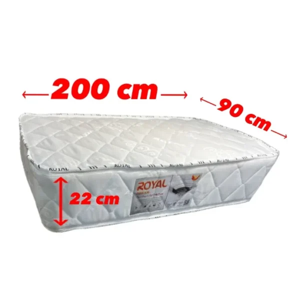 تشک-یکنفره-رویال-90-200-قطر-22سانت (1) تشک یکنفره طبی و فنری رویال 200 در 90 سانت مدل آرامش ضخامت 22 سانت 36 ماه ضمانت
