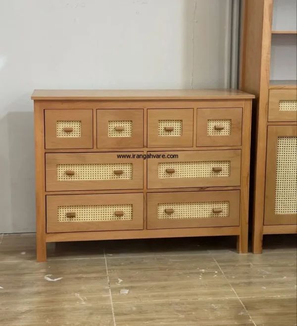 دراور 8 کشو چوبی حصیری