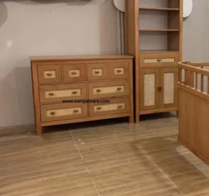 دراور 8 کشو چوبی حصیری