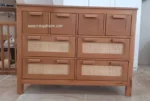 ست تخت و دراور چوبی و حصیری