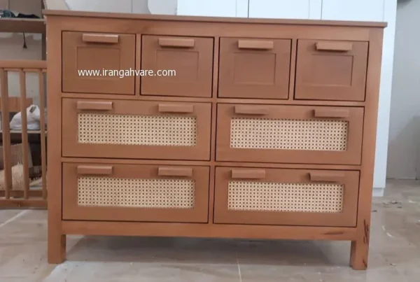 ست تخت و دراور چوبی و حصیری