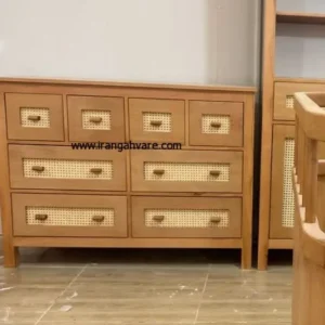 دراور 8 کشو چوبی حصیری