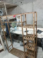 رگال چوبی لباس مدل قفسه ای پنج طبقه کد A