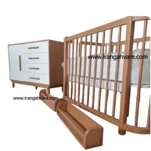 ست تخت ایکیا لبه گرد و کنسول دراور دور چوبی لبه گرد