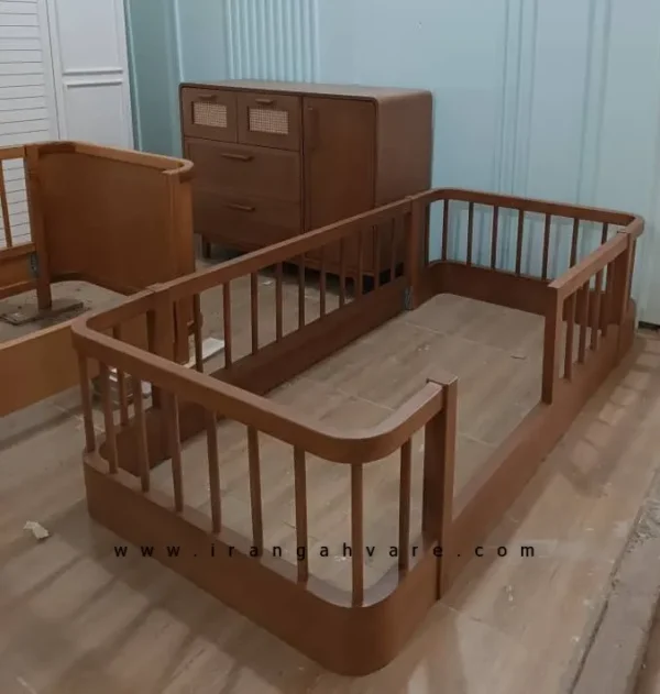 ست دو تيكه تخت مونته سورى منحنى و دراور چوب و حصير