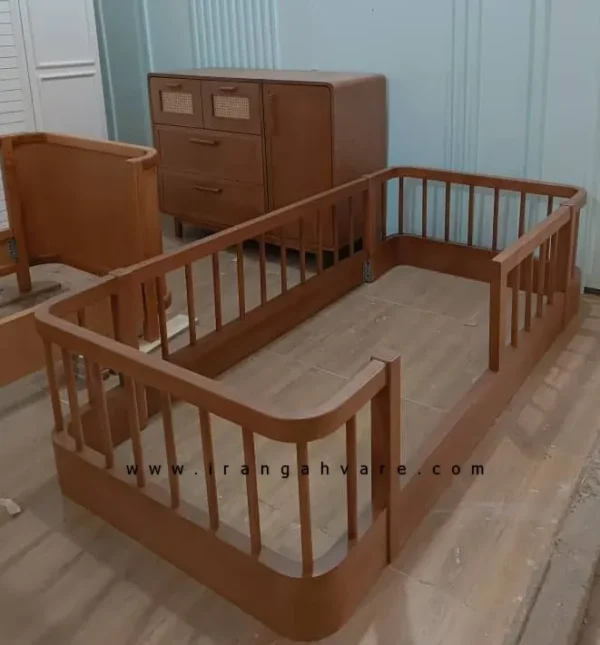 ست دو تيكه تخت مونته سورى منحنى و دراور چوب و حصير