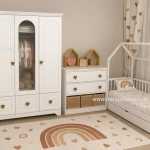 ست ٣ تيكه كلبه و دراور و كمد