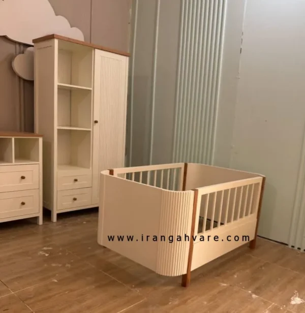 ست ٣ تيكه تخت نوزاد نوجوان، كمد و دراور باكس دار