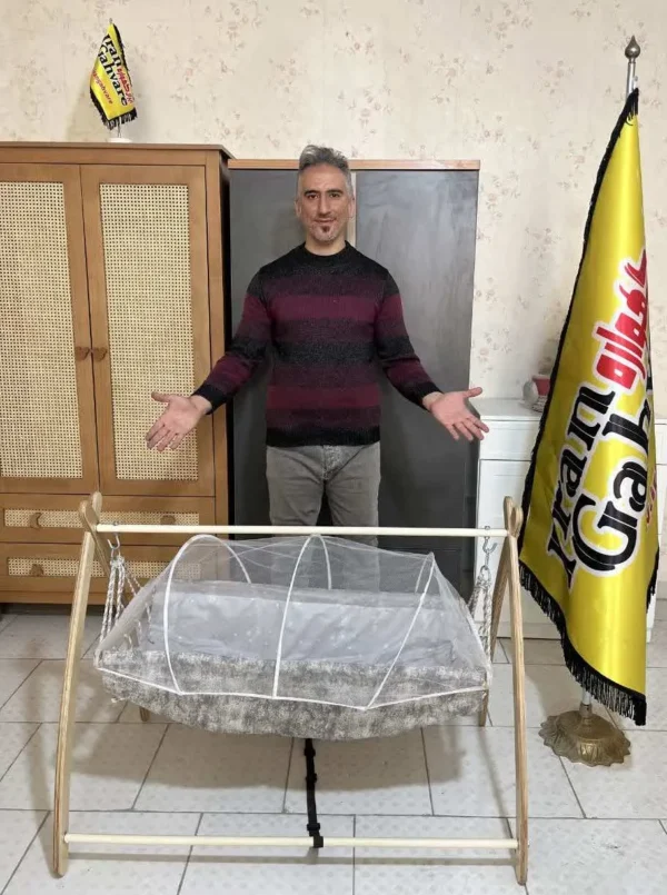 ننو-چوبی-بچه-رنگ-طوسی ننو نوزاد طرح سرخپوستی