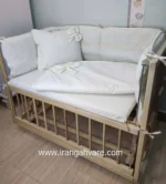 تخت گهواره ای چوبی کنار مادر ایران گهواره مدل نارسیس سایز سبد 100 در 60