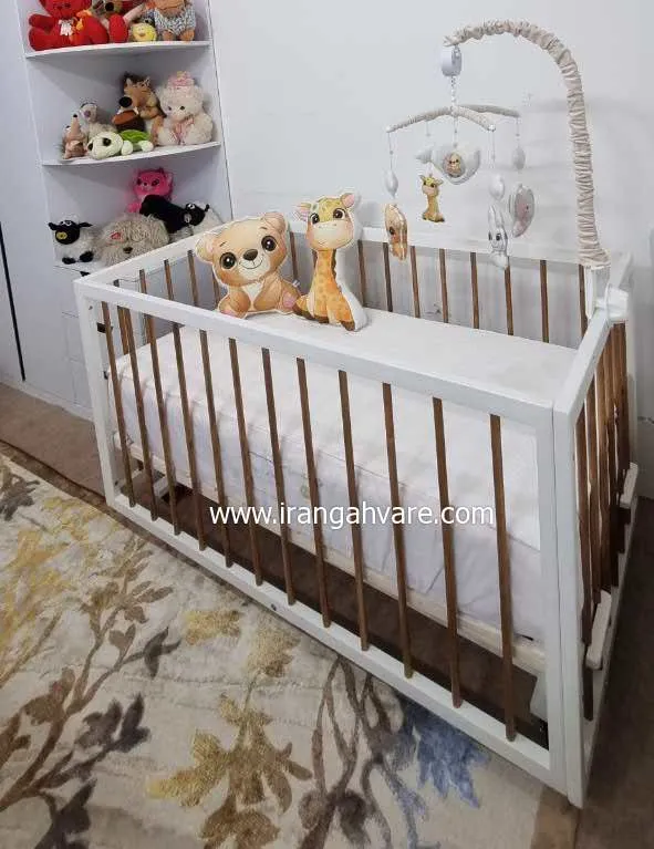 تخت گهواره ای کنار مادر چوبی سایز بزرگ مدل آماندا